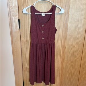 Sleeveless Burgundy Dress with Buttons